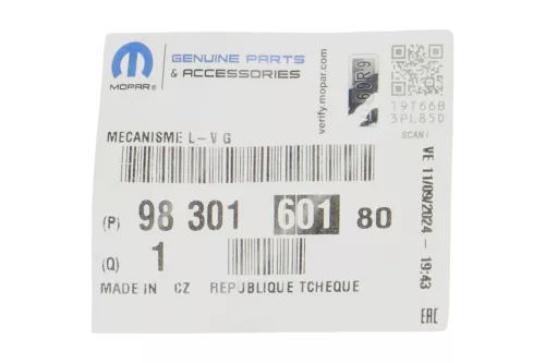 PSA / Stellantis MECHANISM LOOSE/ R8/ INTEVA 123986/ SEE 9830160180 (0000368990)